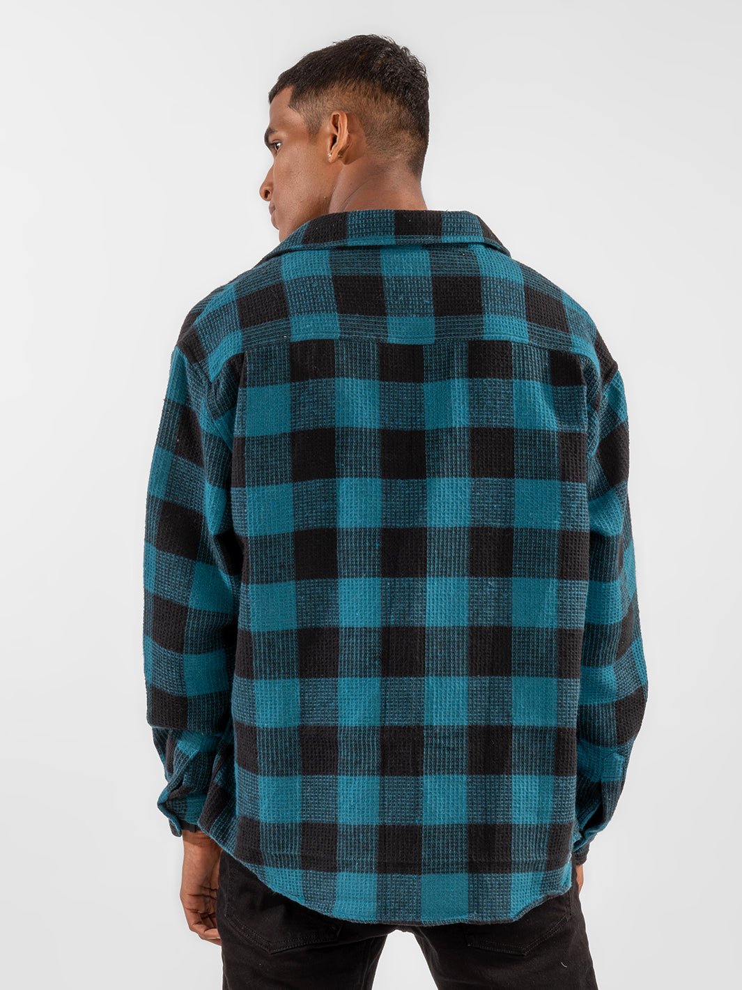 Blue Checks Oversized Shirt back