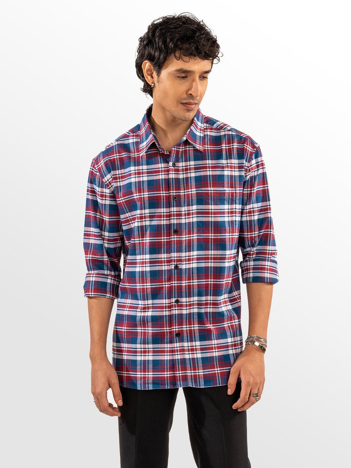 Twill: Red & Blue Checks 1