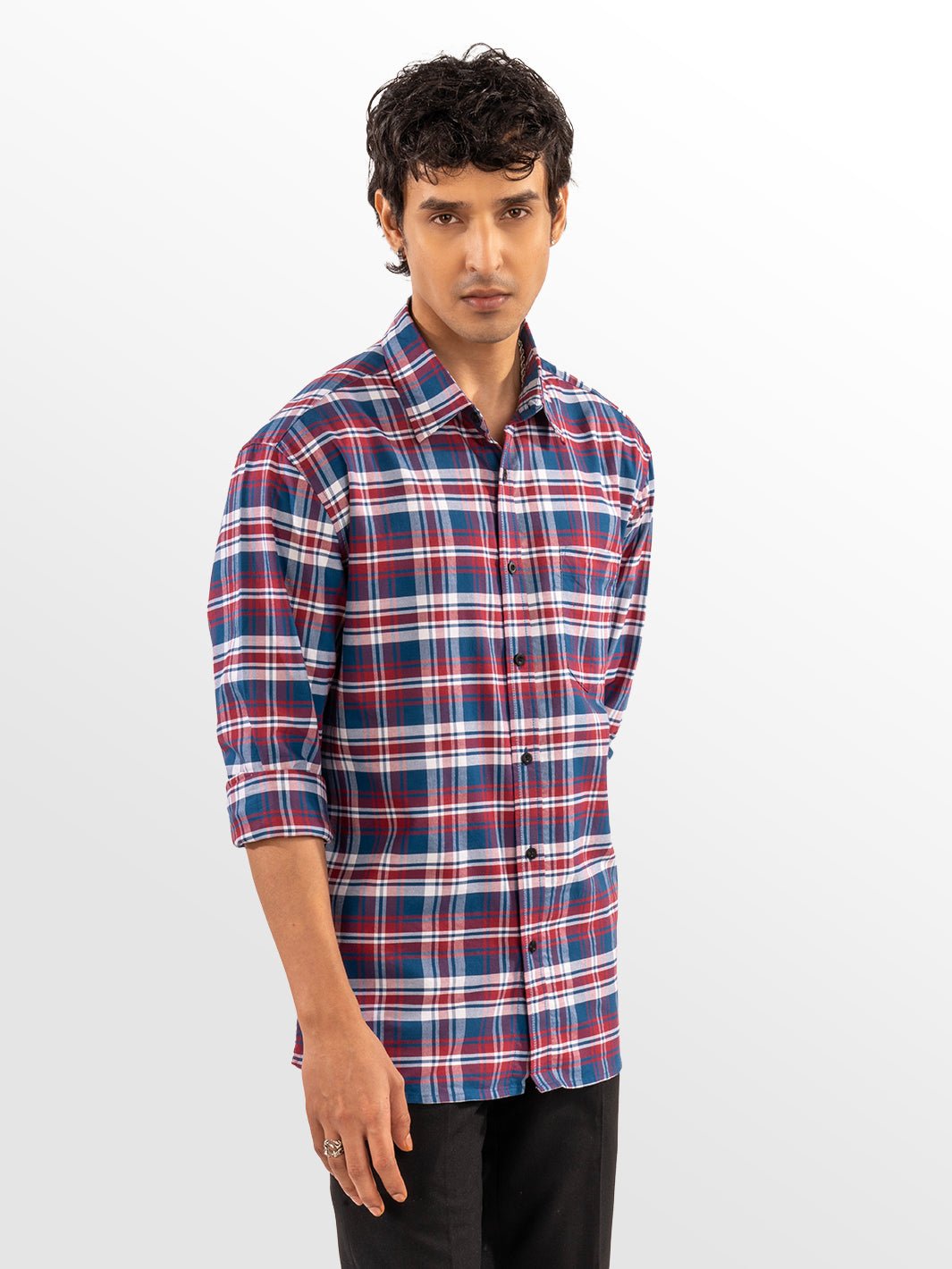 Twill: Red & Blue Checks 3