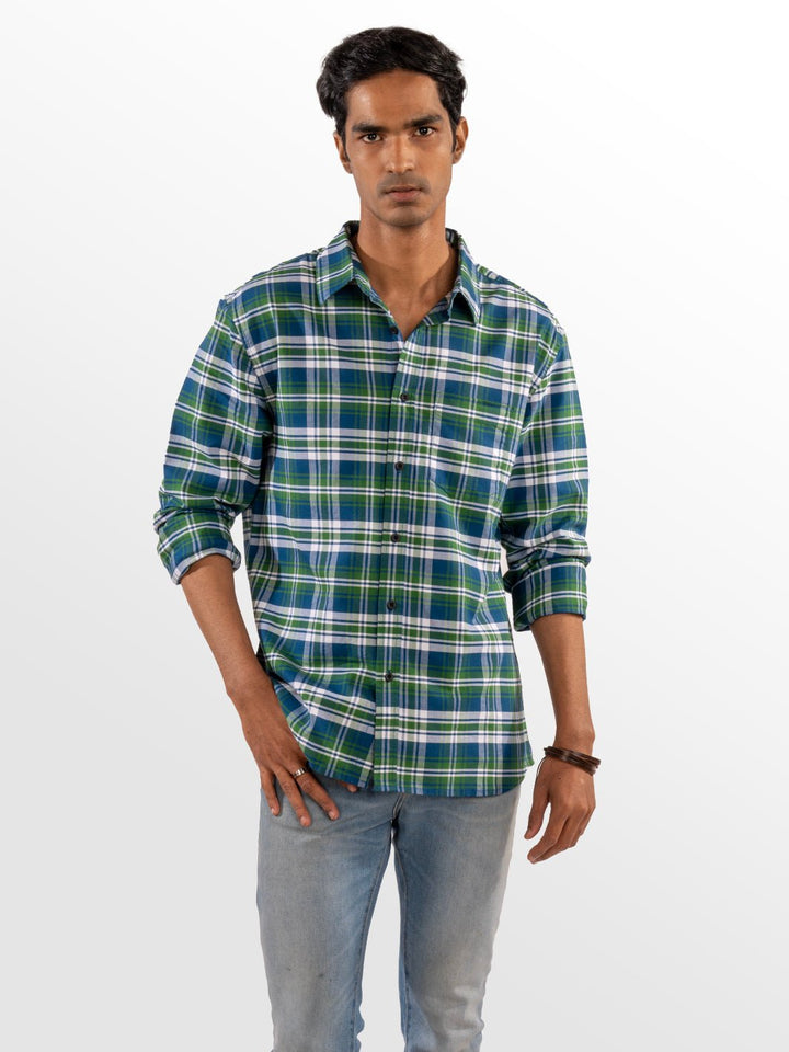 Twill: Green & Blue Checks 1