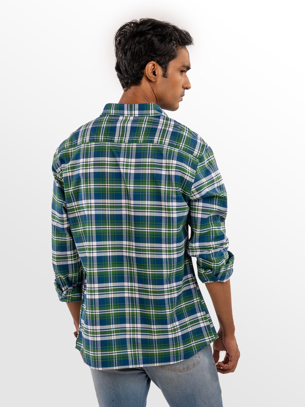 Twill: Green & Blue Checks 5