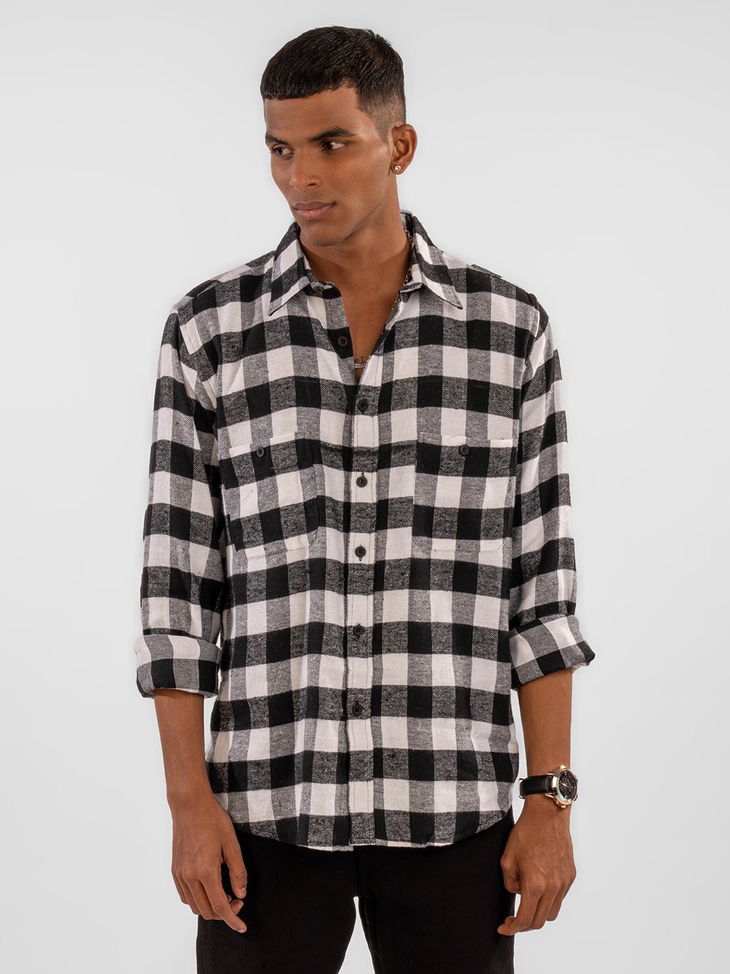 Flannel: Black & White Shirt 1