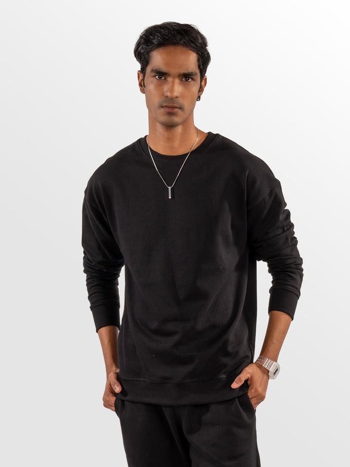 Solids: Black Sweatshirt front view 1