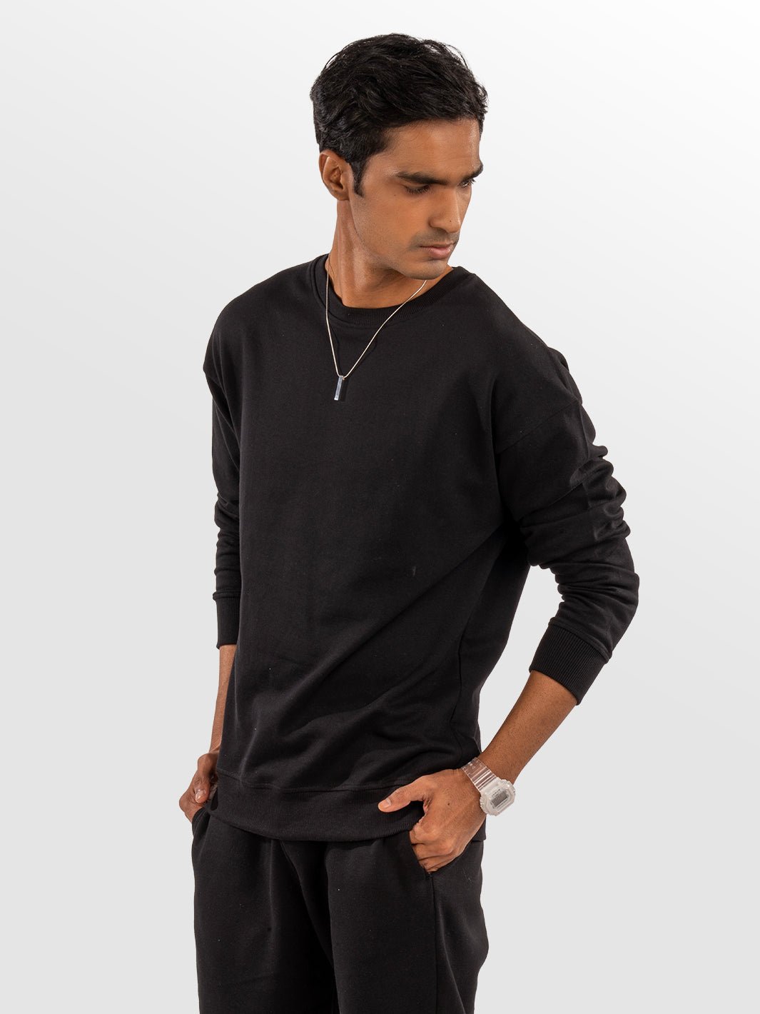 Solids: Black Sweatshirt front view 3