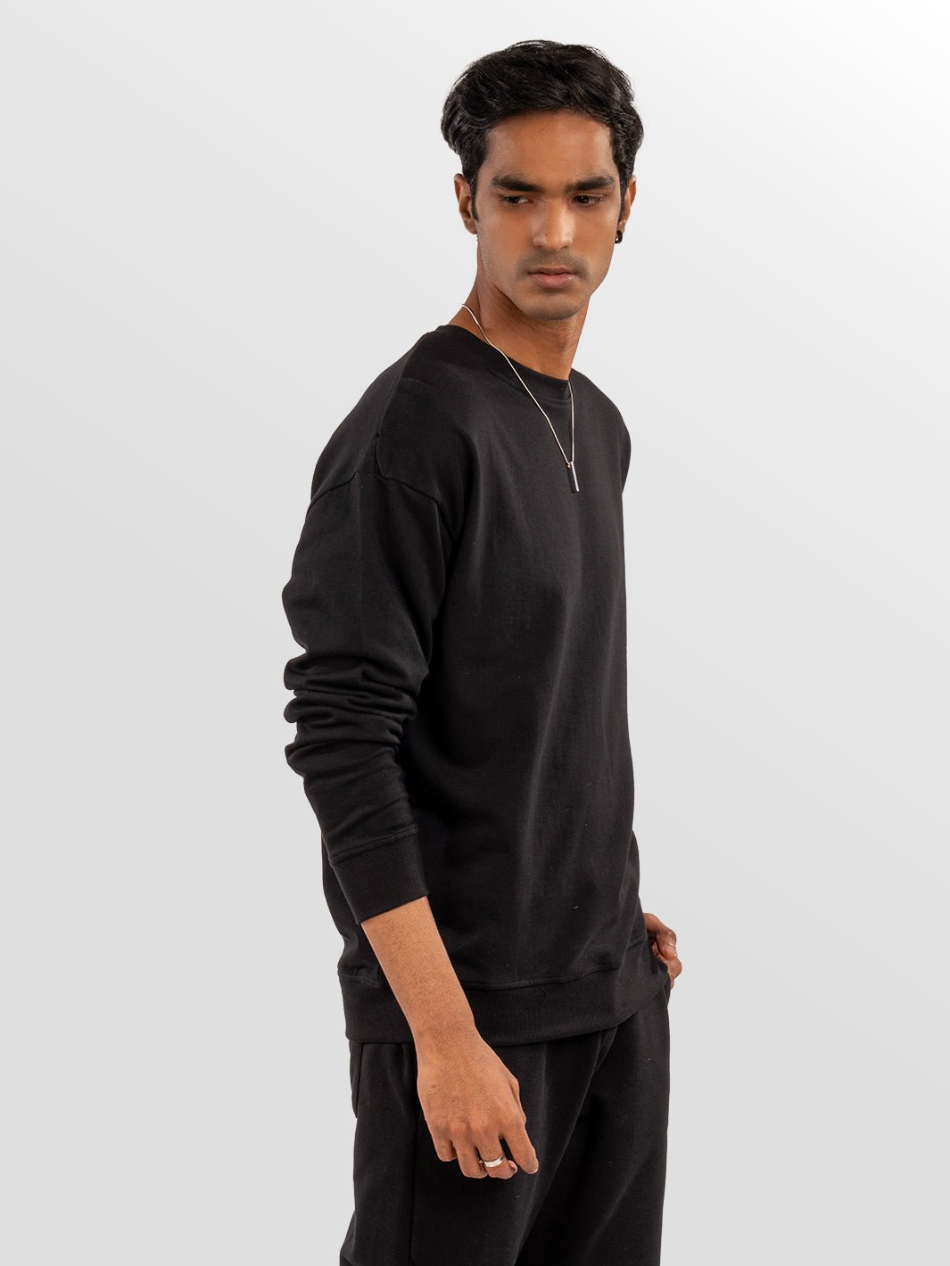 Solids: Black Sweatshirt front view 4