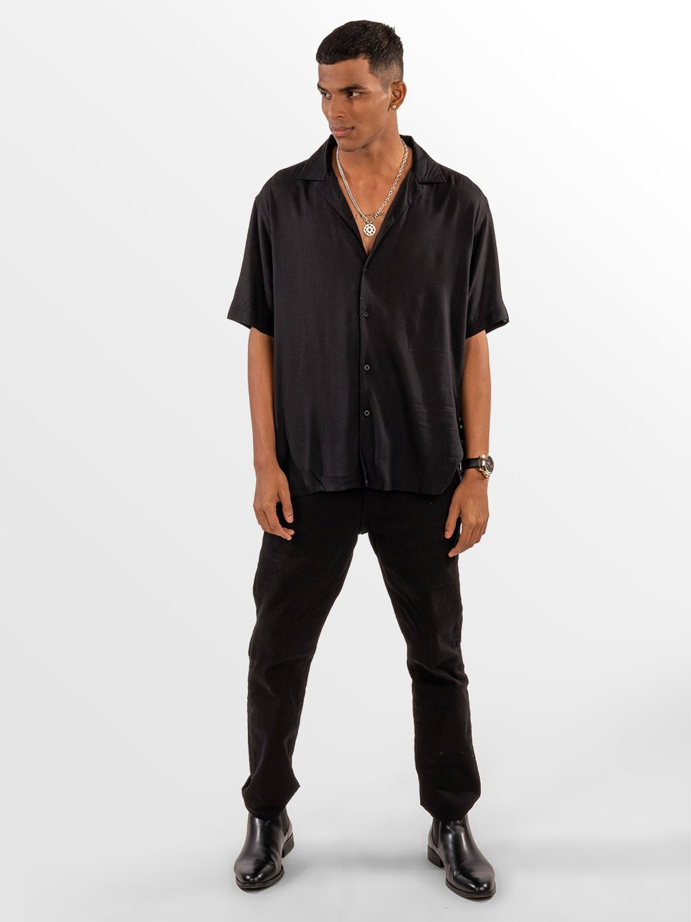 Solids: Black Cuban Shirt 2