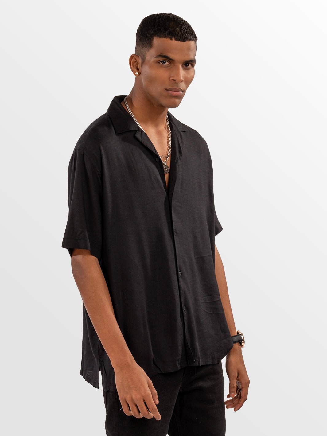 Solids: Black Cuban Shirt 3