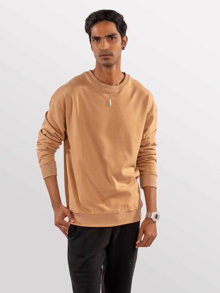 Solids: Beige Sweatshirt front view 1