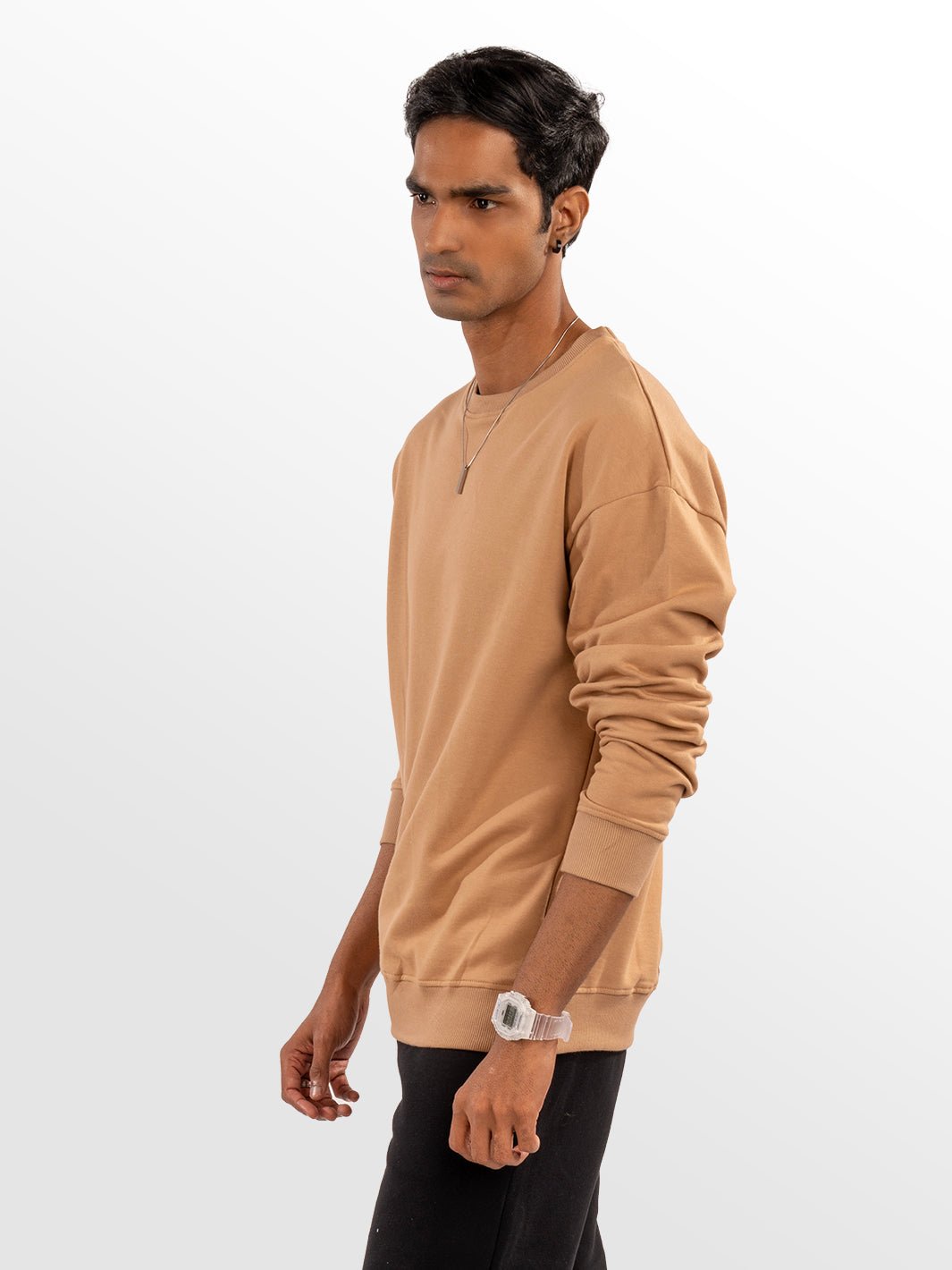 Solids: Beige Sweatshirt front view 3