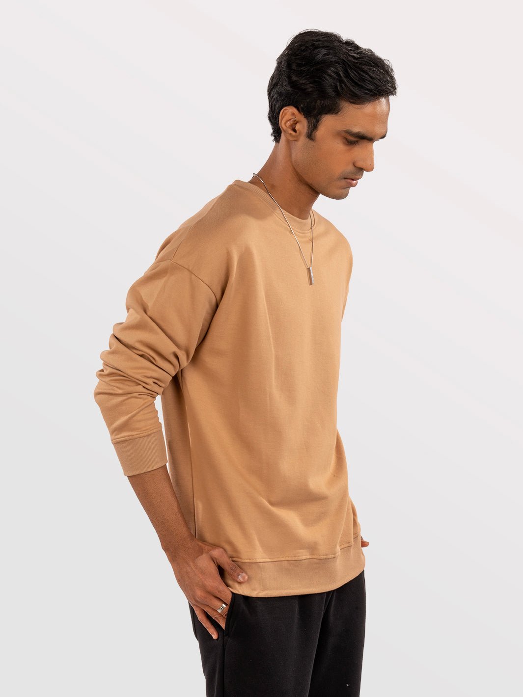 Solids: Beige Sweatshirt front view 4