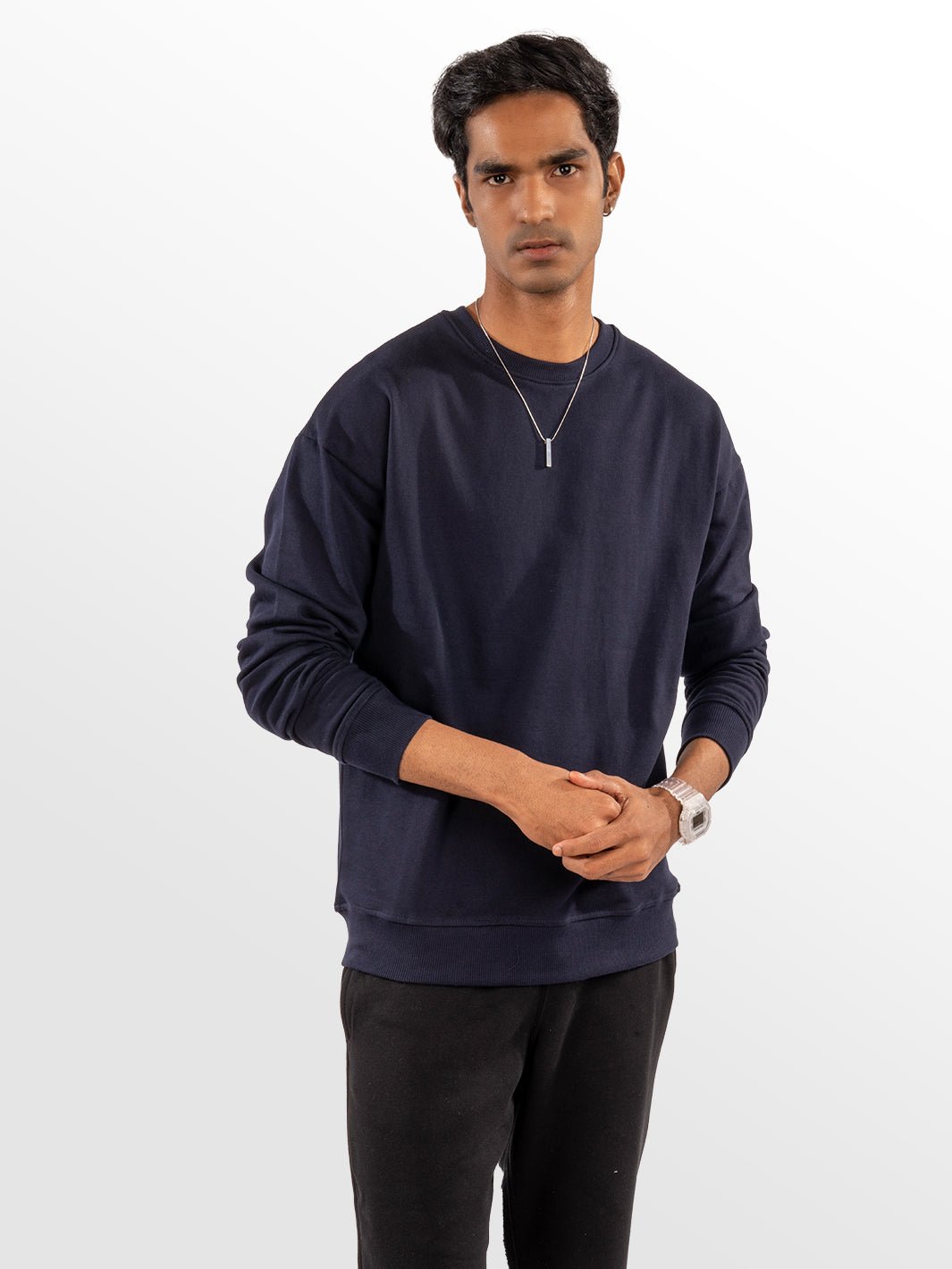 Solids: Navy Sweatshirt front view 1