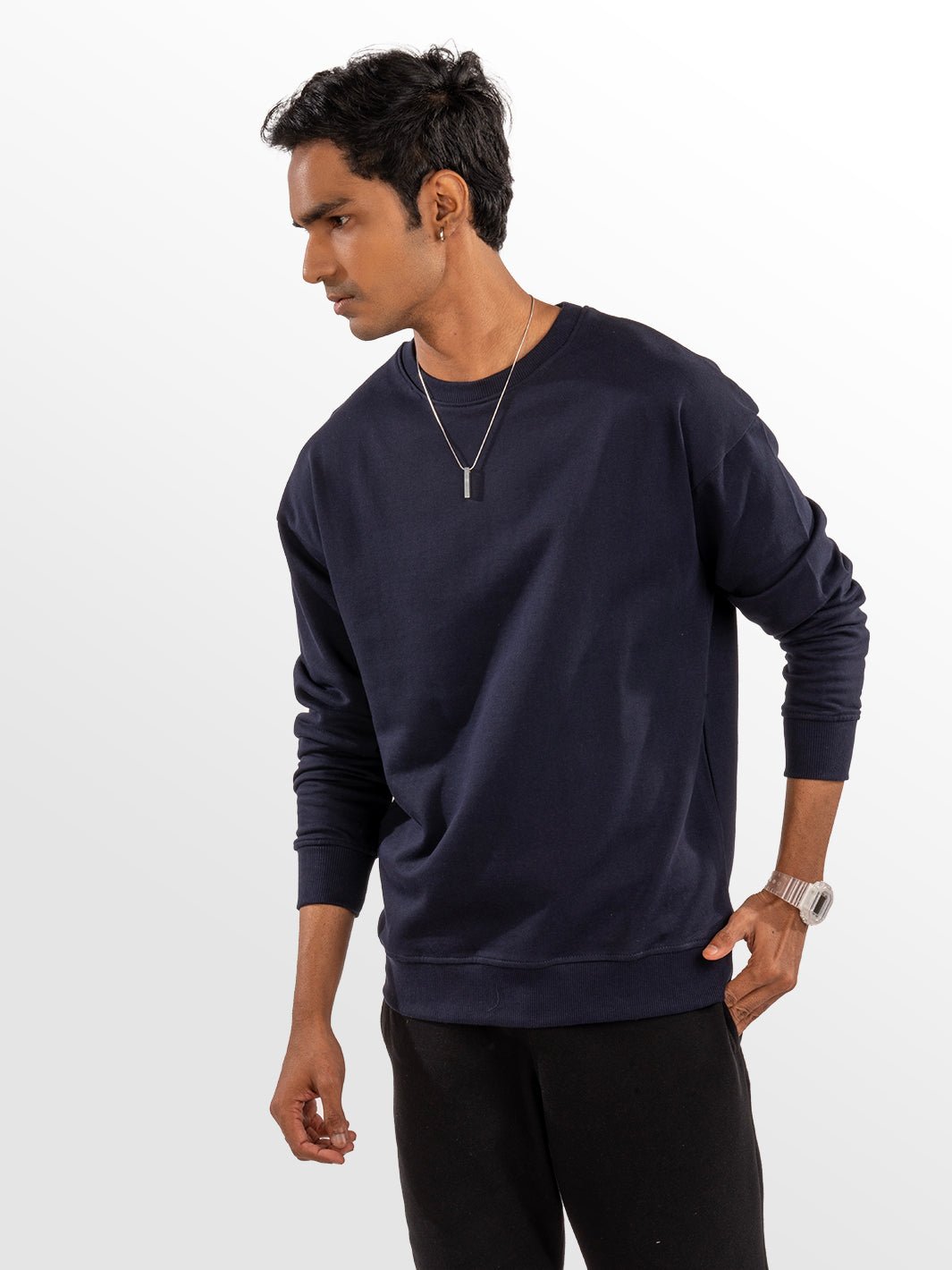 Solids: Navy Sweatshirt front view 3