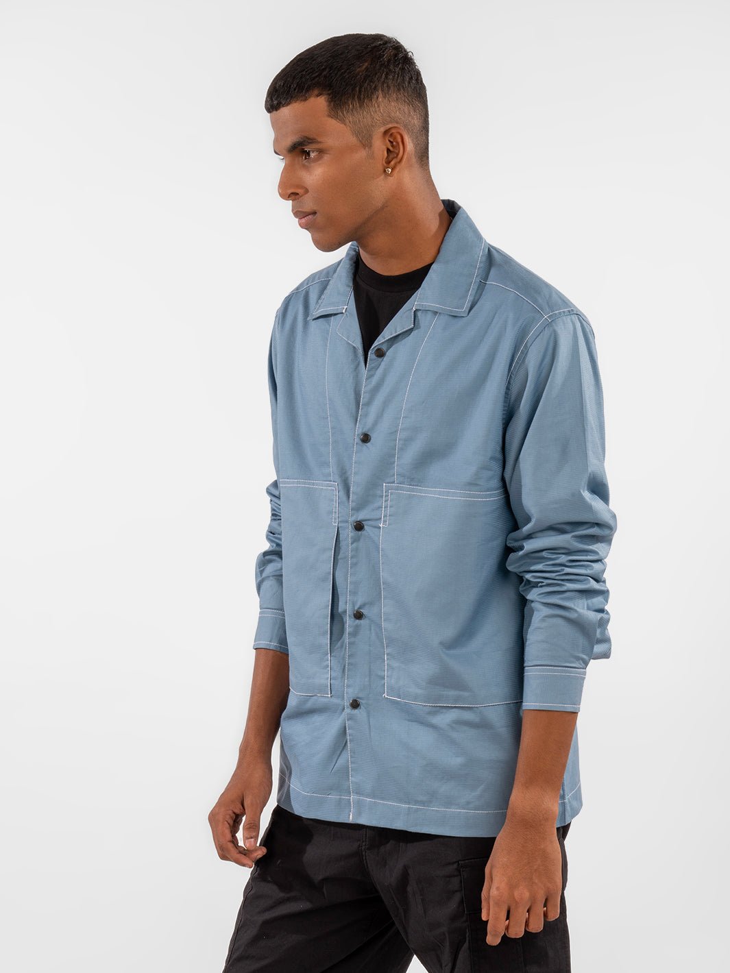 Cuban Overshirt: Light Blue  4