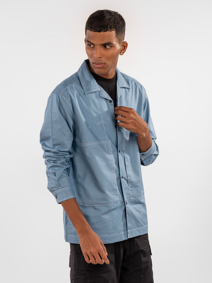 Cuban Overshirt: Light Blue3