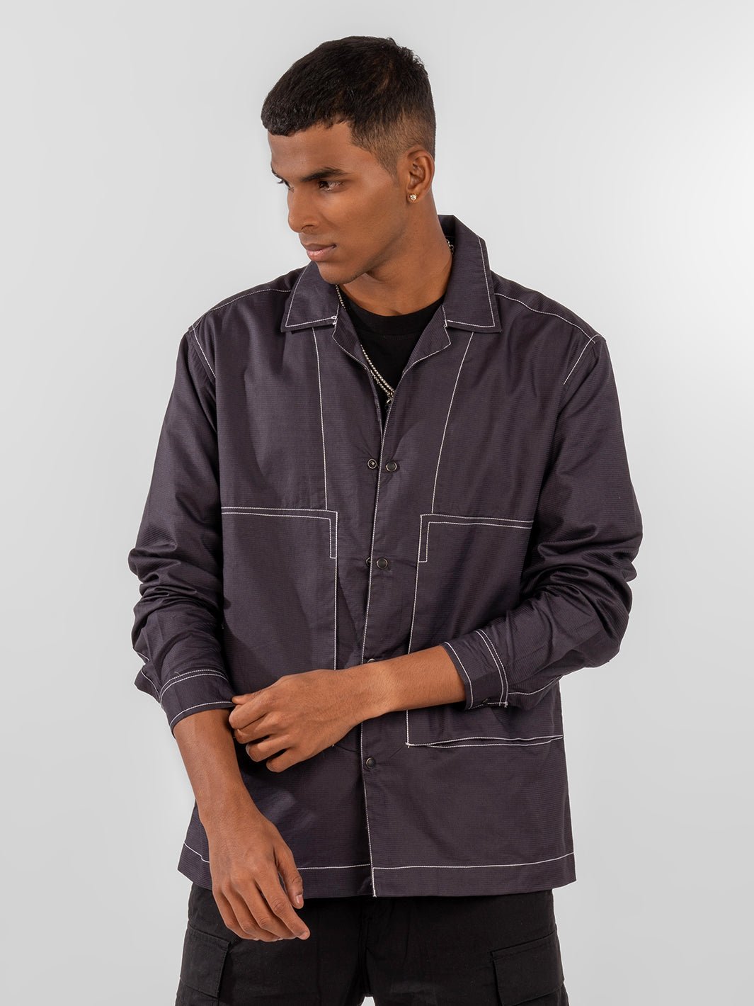 Cuban Overshirt Navy Blue 3