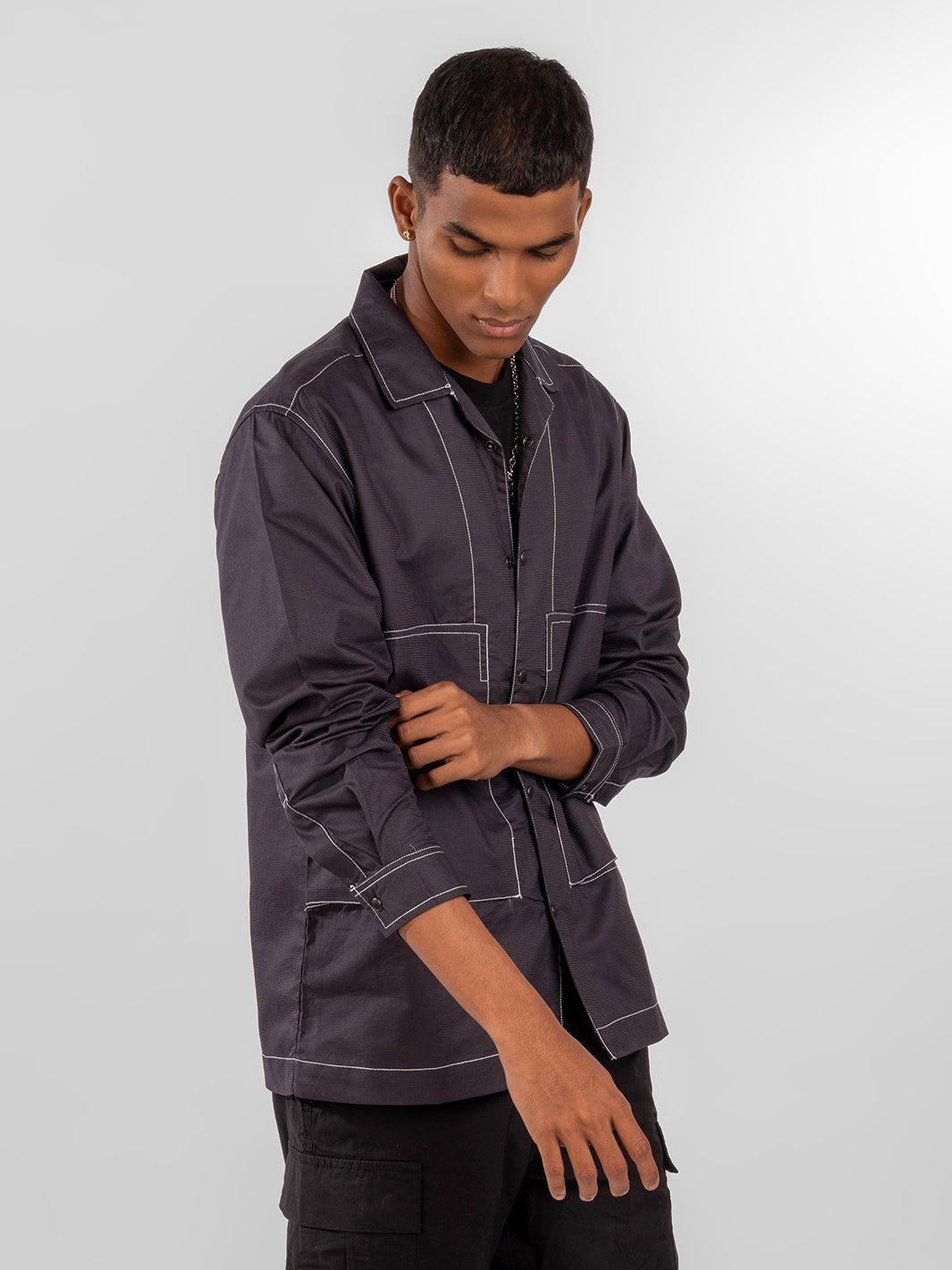 Cuban Overshirt Navy Blue 4