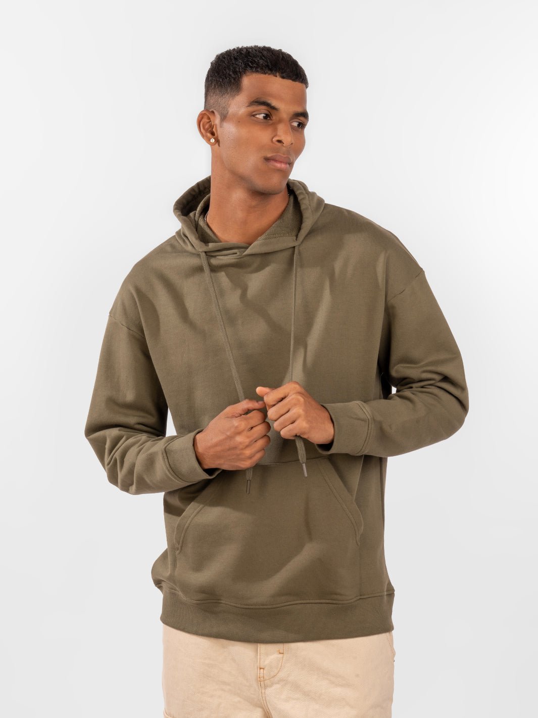 Solids: Army Green Hoodie Front view 1