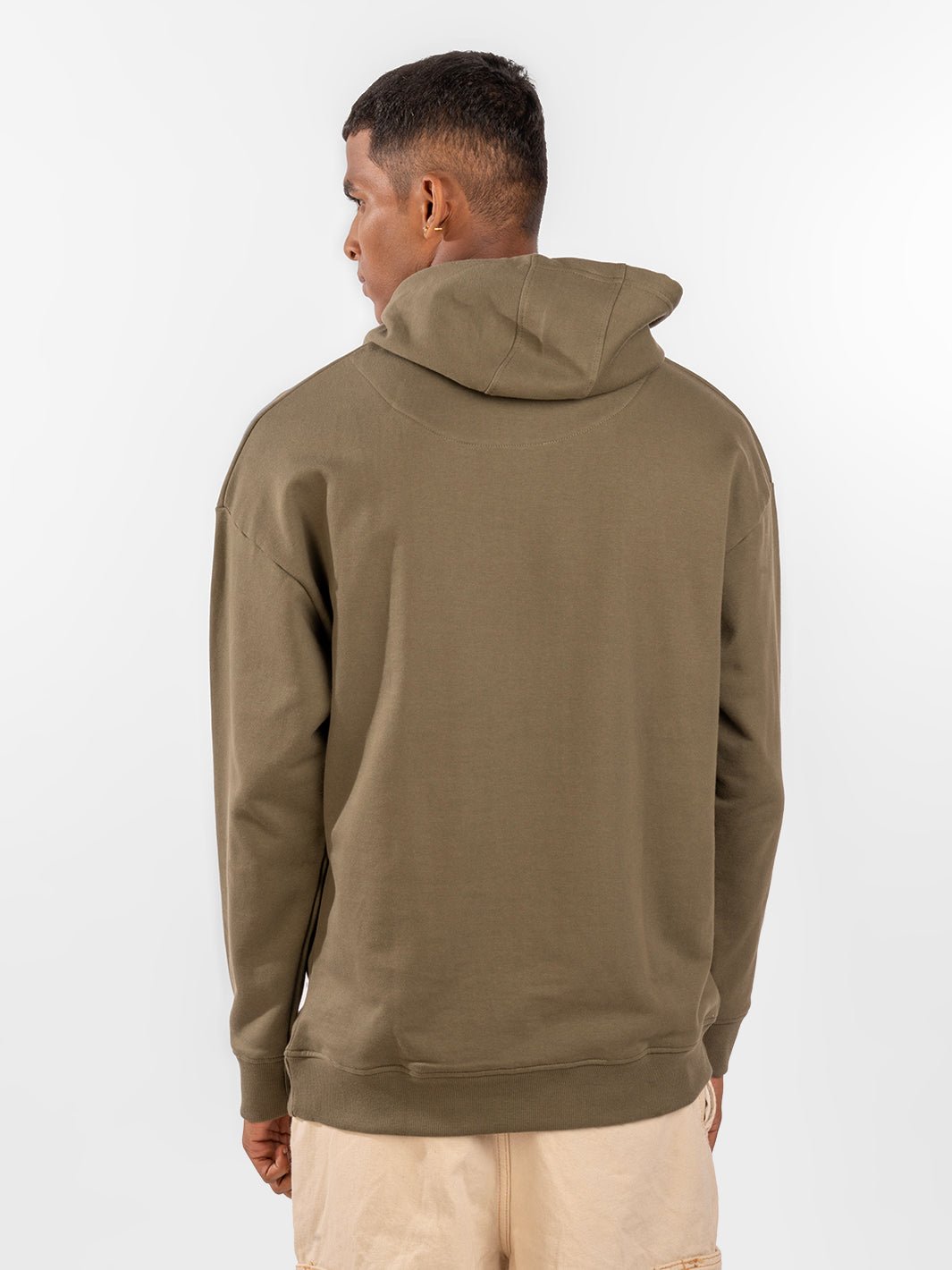 Solids: Army Green Hoodie Back view 5