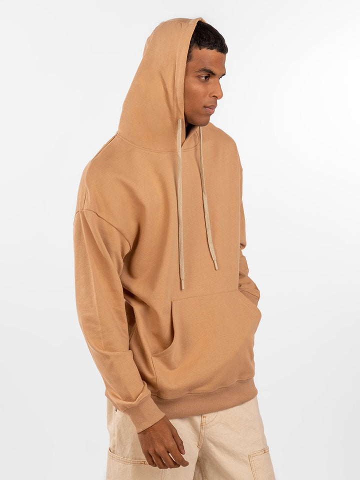 Solids: Beige Hoodie front view 4