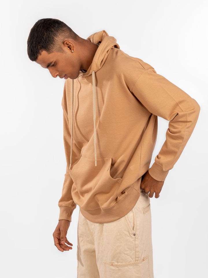 Solids: Beige Hoodie front view 3