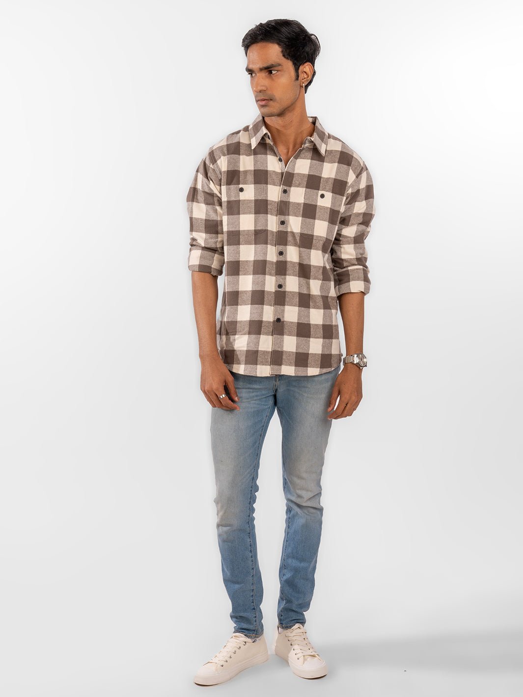 Flannel: Cream Checks Shirt 2