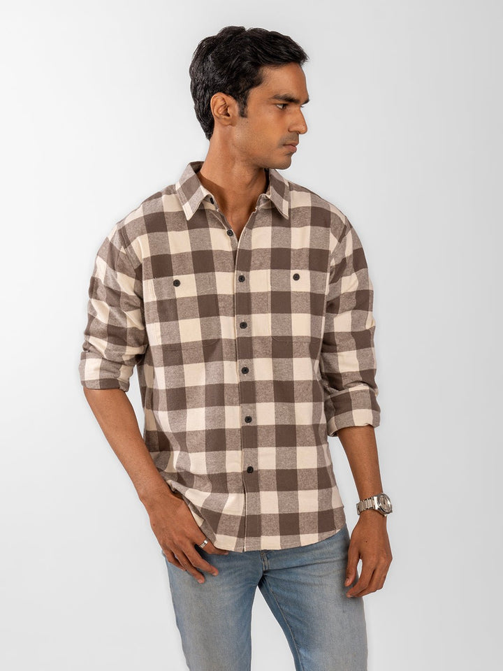 Flannel: Cream Checks Shirt 1