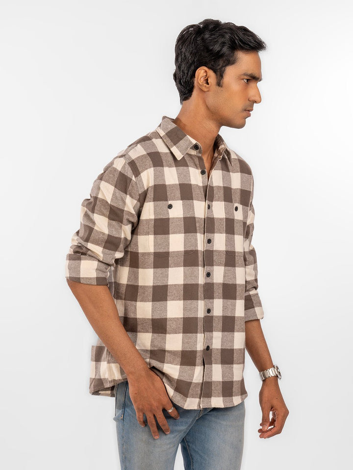 Flannel: Cream Checks Shirt 3