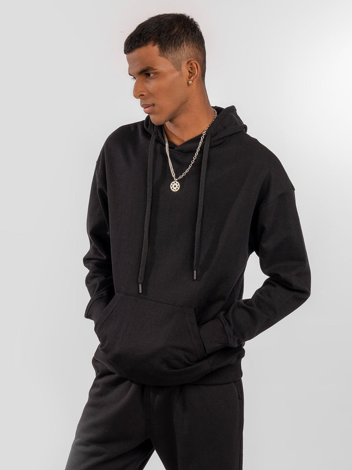 Solids: Black Hoodie front view 3