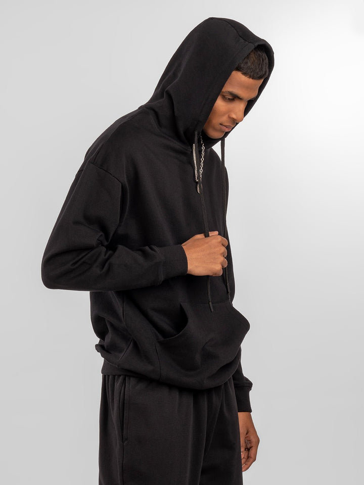 Solids: Black Hoodie front view 4