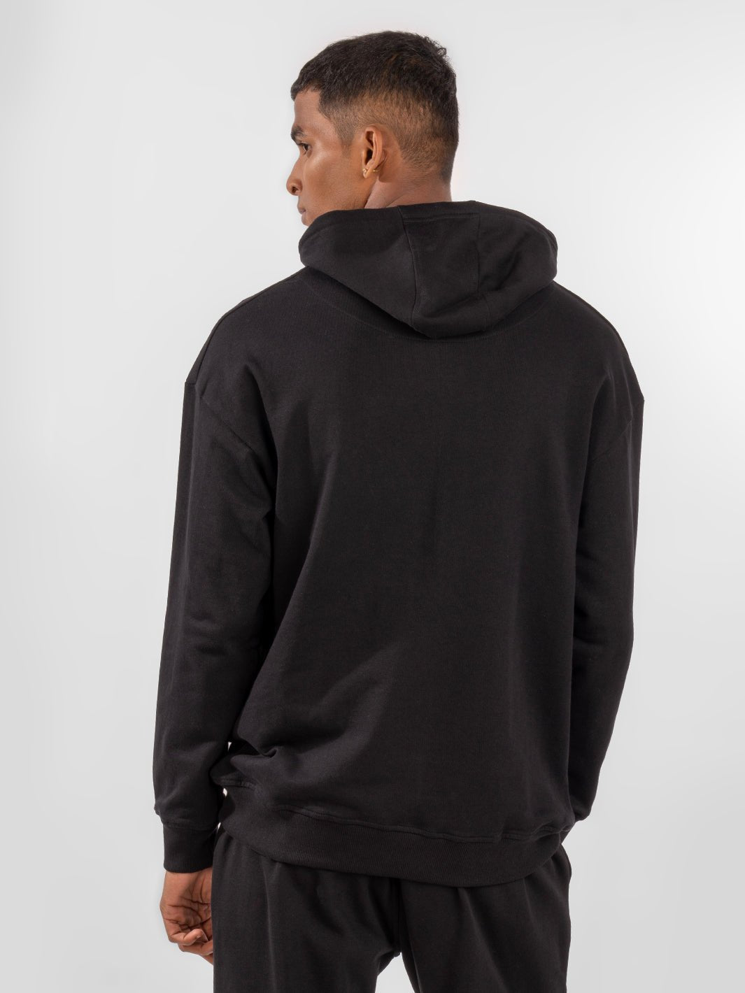 Solids: Black Hoodie front view 5