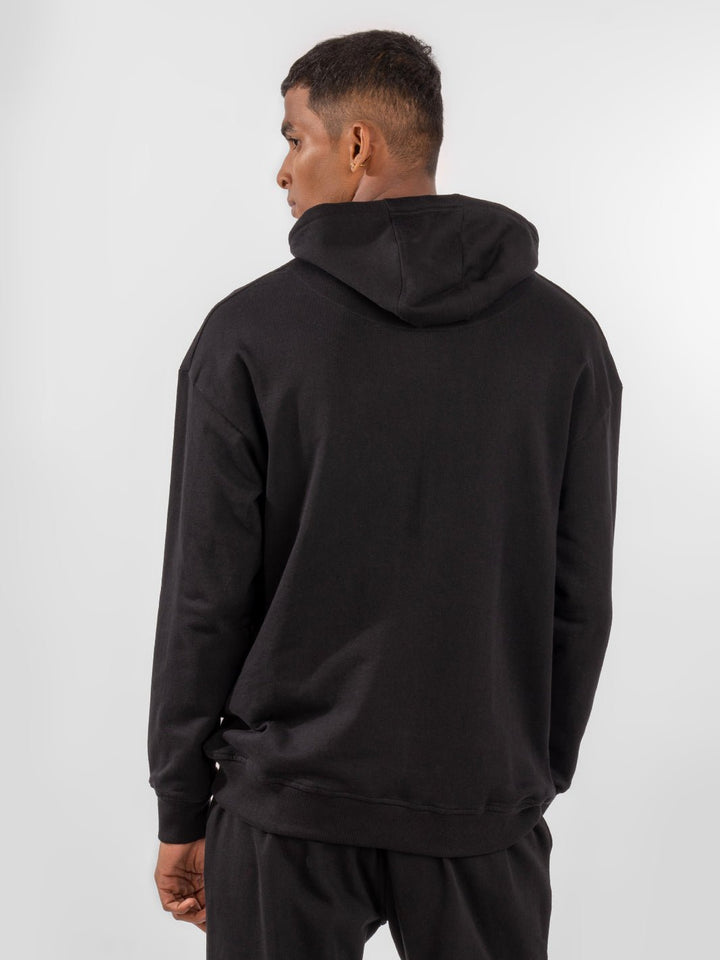 Solids: Black Hoodie front view 5