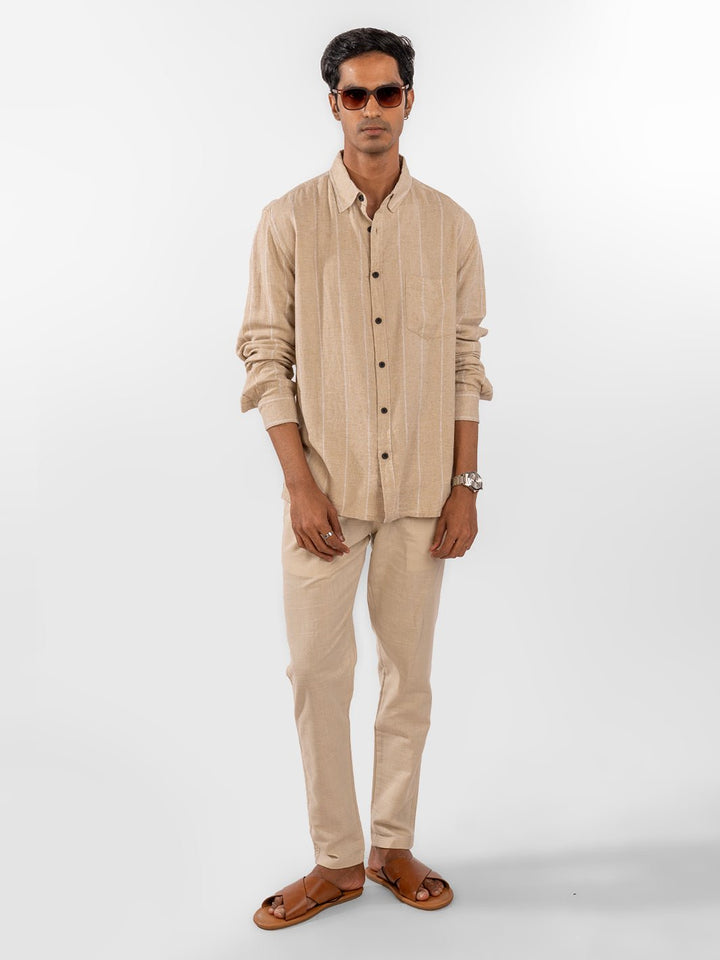 Linen: Cream Stripes Shirt 2