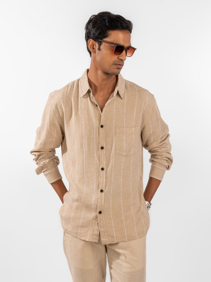 Linen: Cream Stripes Shirt 1