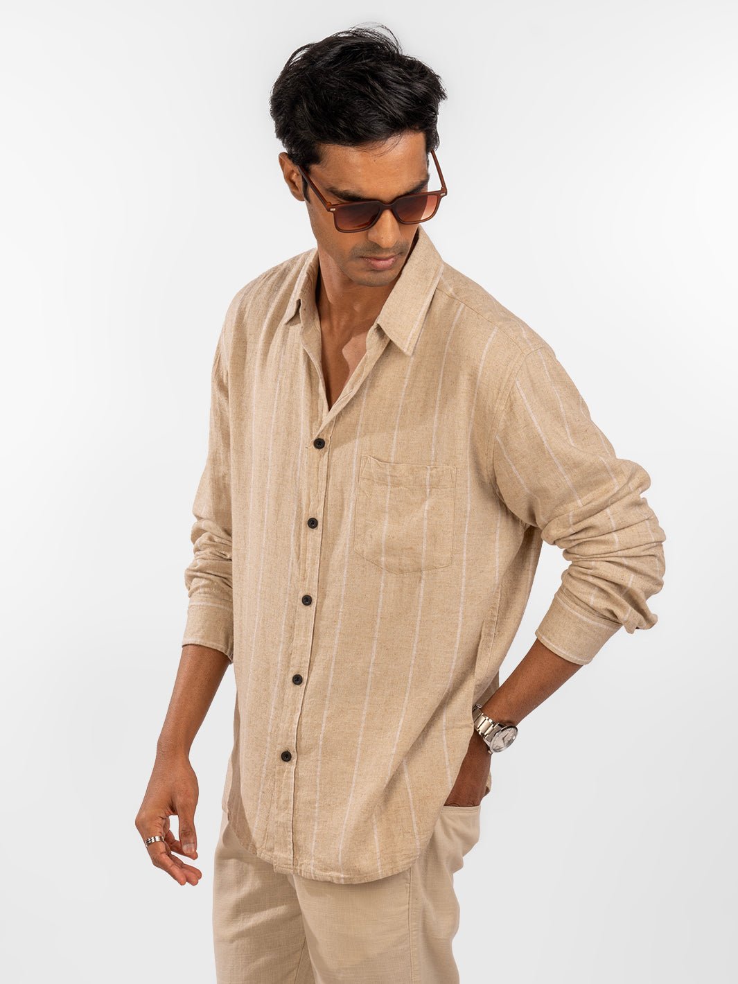 Linen: Cream Stripes Shirt 3