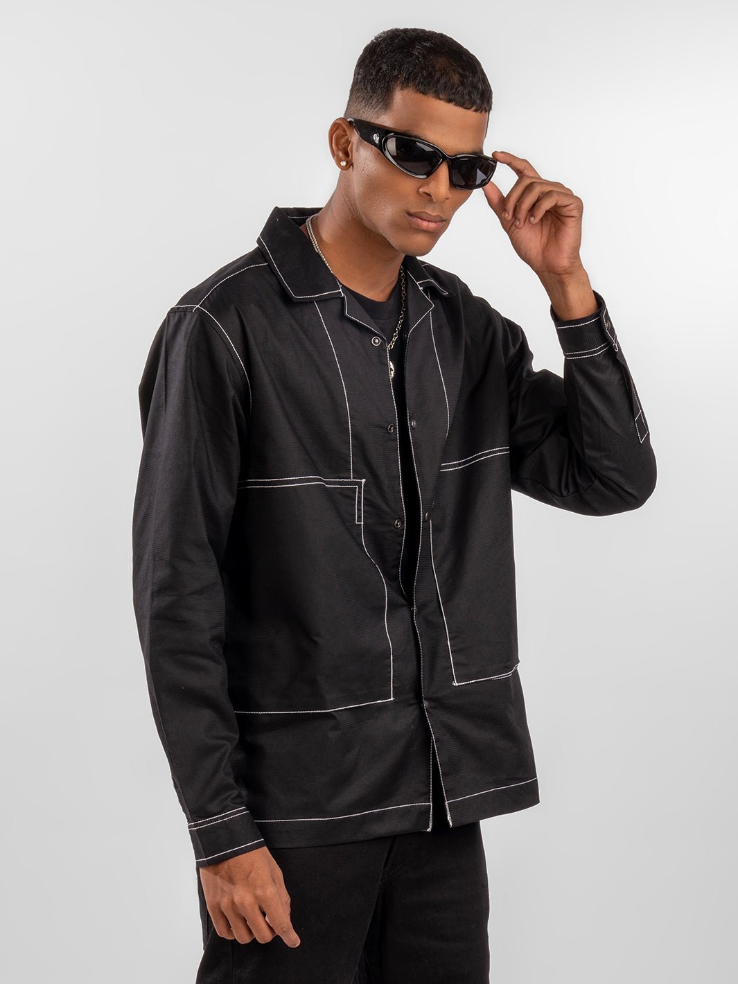 Cuban Overshirt: Black 4