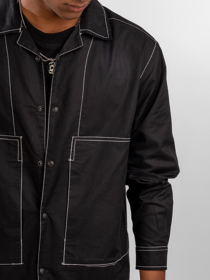 Cuban Overshirt: Black 7