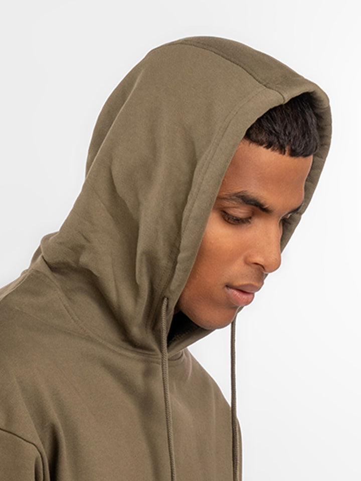 Solids: Army Green Hoodie Front view zoomed