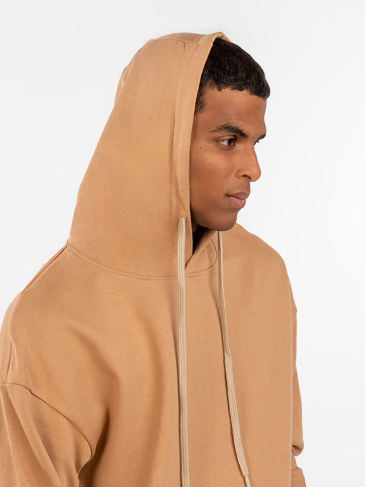 Solids: Beige Hoodie front view 6