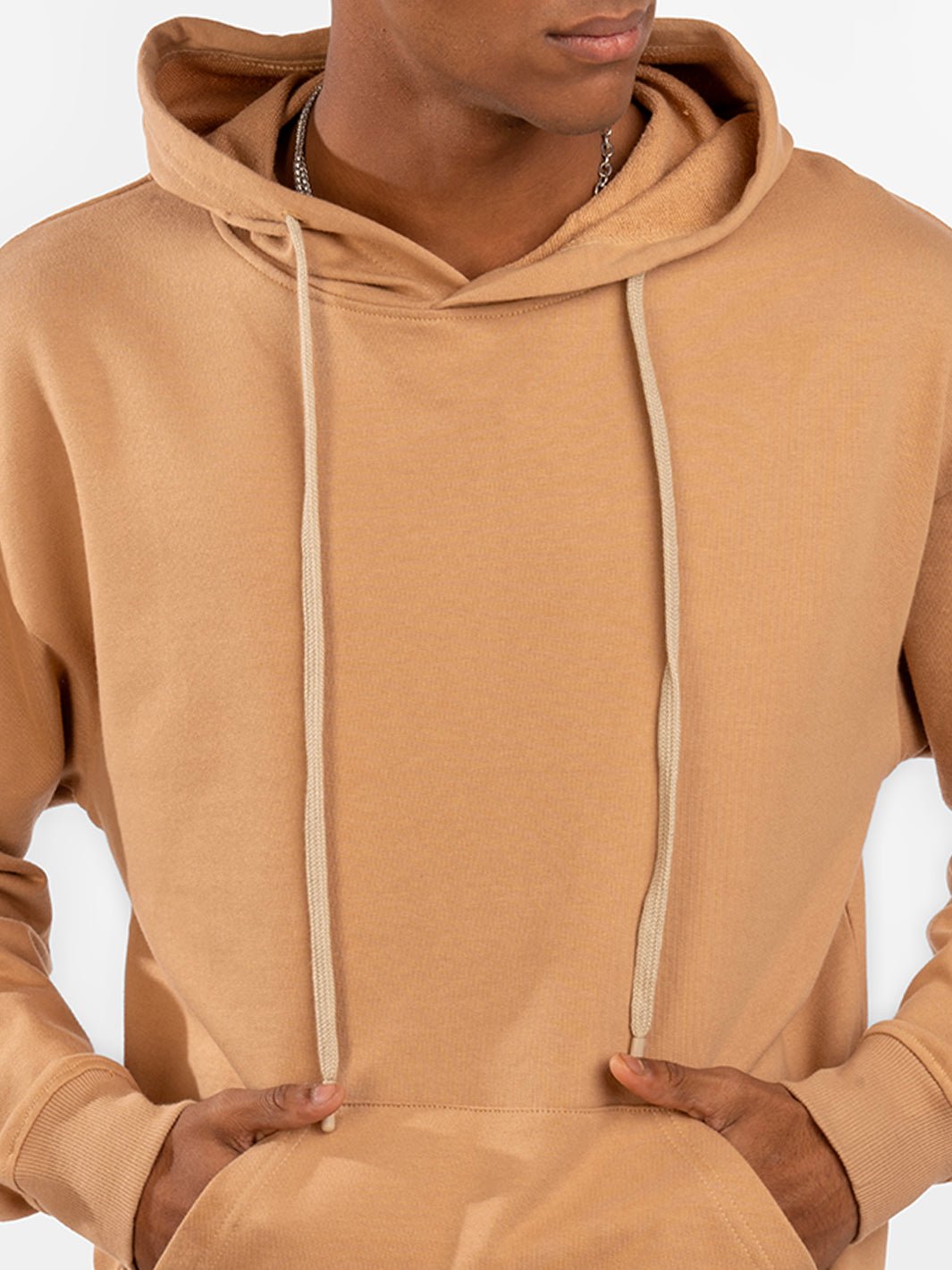 Solids: Beige Hoodie front view 7