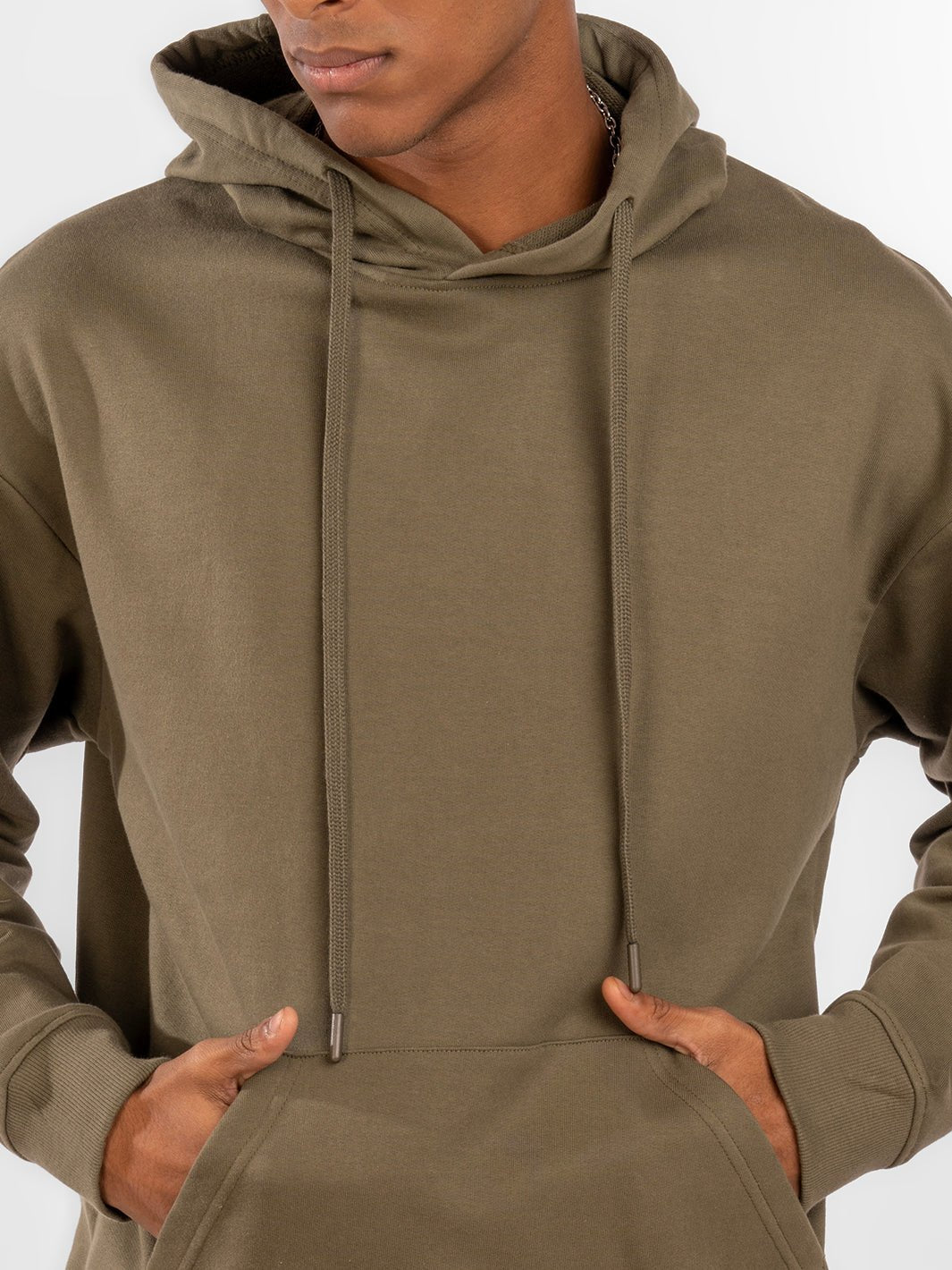 Solids: Army Green Hoodie Front zoomed 2