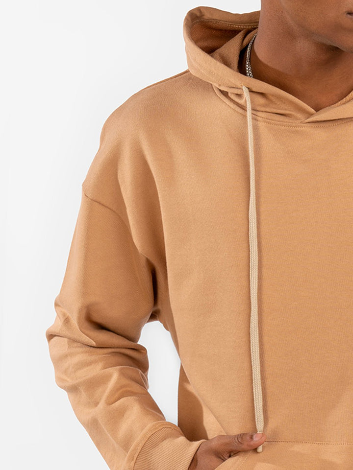 Solids: Beige Hoodie front view 8