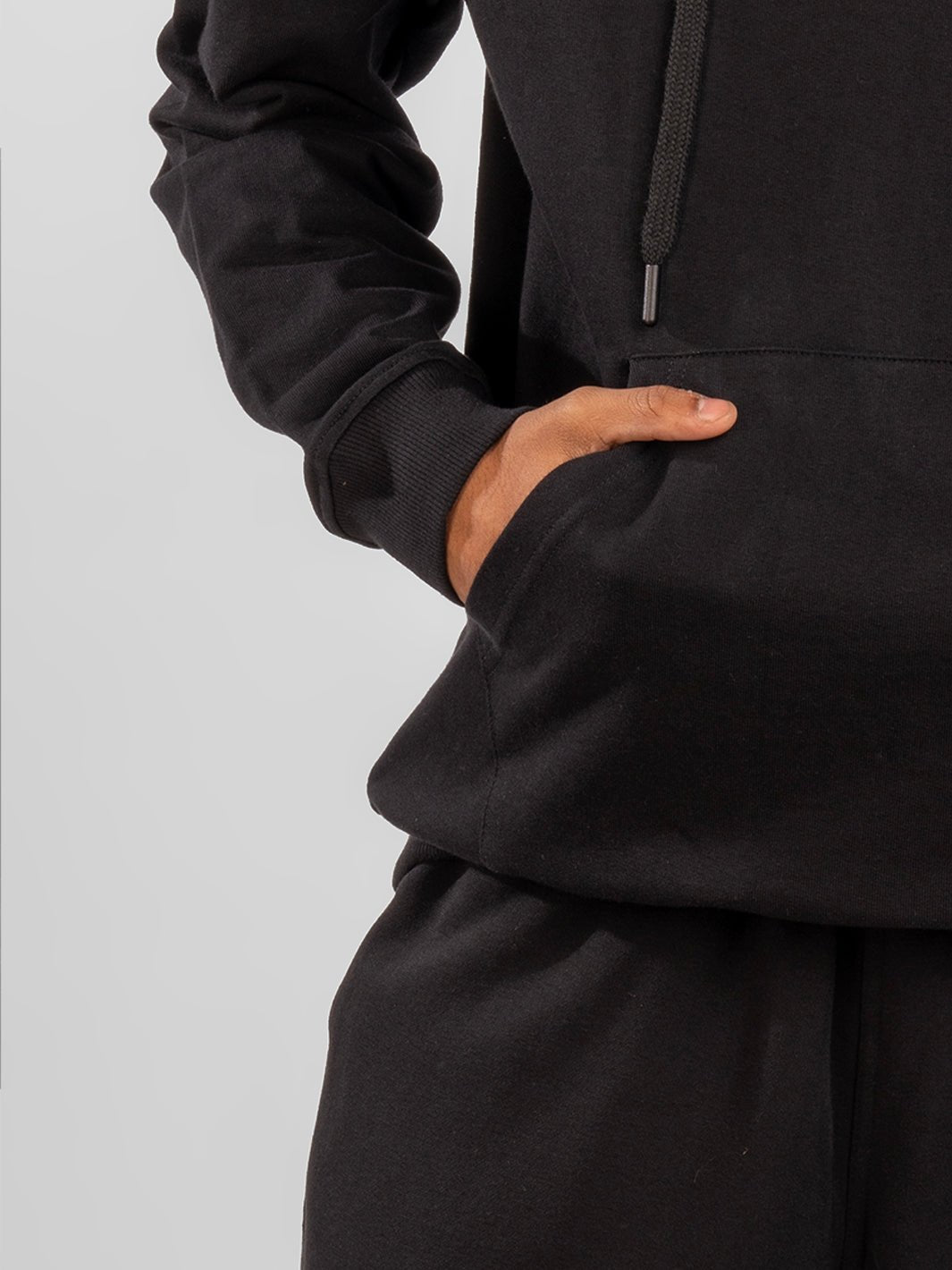 Solids: Black Hoodie front view 8