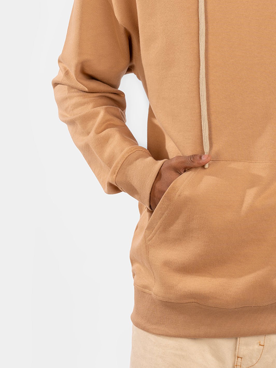 Solids: Beige Hoodie front view 9